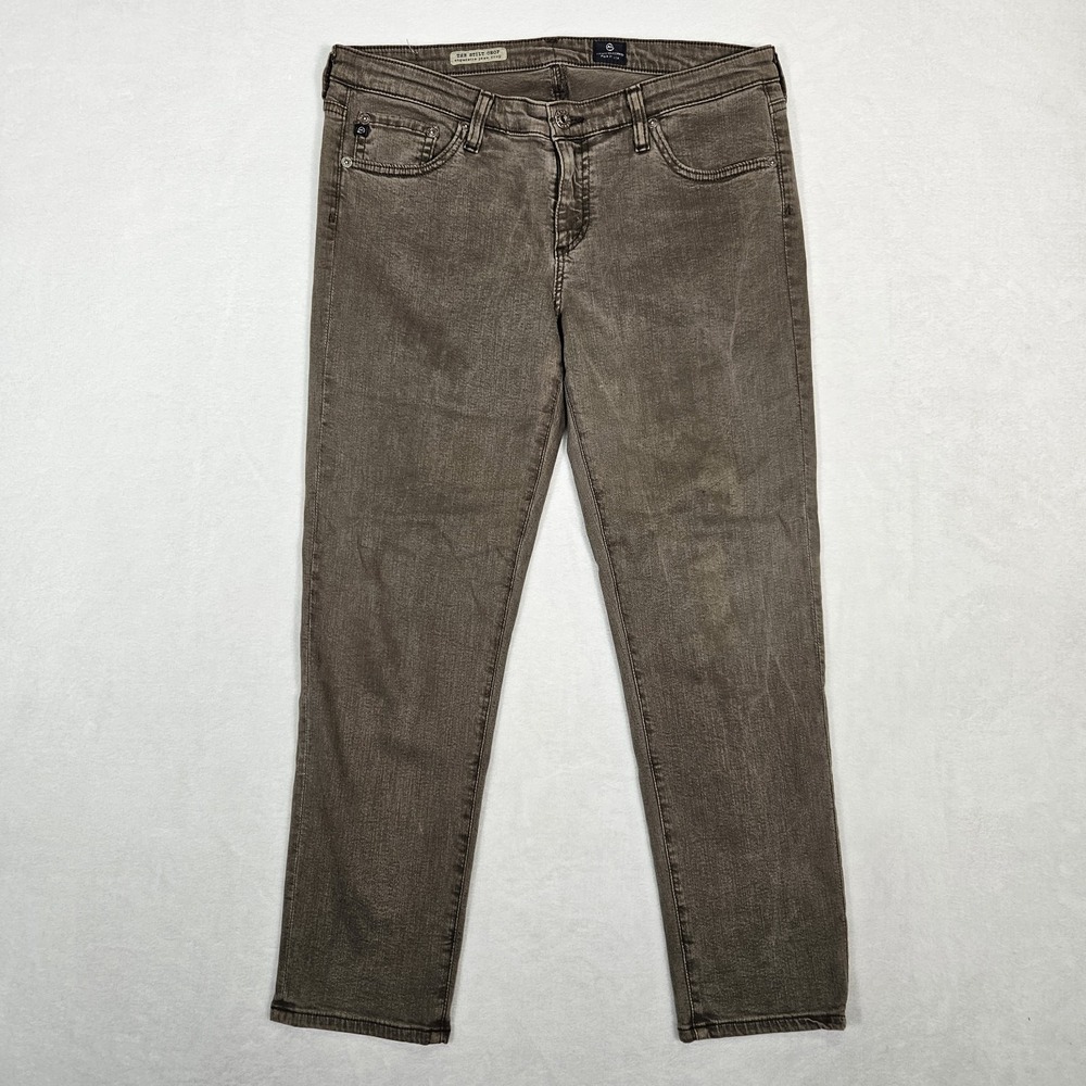 AG Adriano Goldschmied Jeans Womens Size 31R Brown Stilt Cigarette Leg Made USA‎